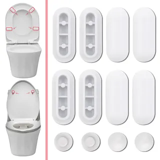 12 Stücke WC Sitzdeckelpuffer WC Sitzpuff Auflagestopfen für Toilettensitz Abstandhalter für WC Brille Dämpfer WC-Sitz Stoßstange 8 Ringpuffer und 4 Deckelpuffer für Zuhause Büro Hotel (Weiss)