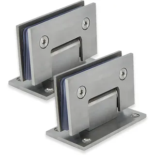 Glastür Scharnier, Glastürscharnier Edelstahl 8-12 mm Dickes Glas 90° Edelstahl Badezimmer Clip, Öffnen und Schließen Scharnier für Glastüren, Vitrinen, Schranktüren(2 Stück)