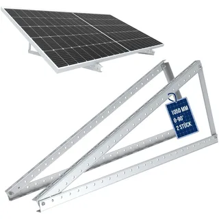 NuaSol Halterung für Solarpanel Aufständerung bis 105 cm Flachdach PV Solarmodul | Verstellbar 0-90° | Set | Aluminium | Montagematerial, Silber