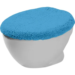 Erwin Müller WC-Deckelbezug Uni Serie Stuttgart blau Größe 45x50 cm - Unterseite rutschhemmend, mit Schnürung, 100% Baumwolle