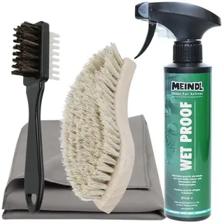 Renner XXL MEINDL Wildleder-Pflegeset – Meindl Conditioner & Proofer Imprägnierung + Schmutzbürste + Mikrofasertuch + Wildlederbürste – Optimal für Nubuk- & Veloursleder