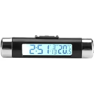 3-in-1 Auto Digital-Thermometer, LCD-Display mit Uhr und Lüftungsclip-Halterung, für Fahrer, Pendler und Reisende im Auto oder Wohnmobil