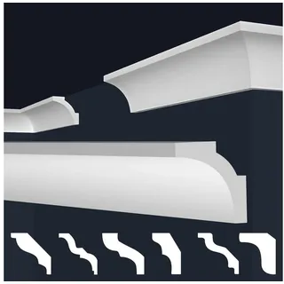 Marbet Design Stuckleisten XPS Styropor weiß - Deckenleisten Deckenabschlussleisten E-Leisten - (Innen- / Außenecke E-12)