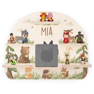 Kidsmood - Tonie Regal mit Namen – Wandregal für Toniebox 1 & Figuren | Abgerundete Ecken & Kanten Inkl. Metallplättchen für Tonie Hörfiguren | Kinderzimmer Regal für Mädchen & Jungen