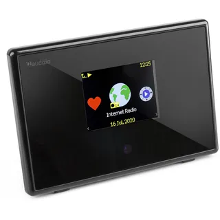 Audizio Turin Internetradio Adapter WLAN & Bluetooth - WLAN Radio Tuner für Stereoanlage & Aktivboxen - Internet Radio Receiver - 2,4" Farbdisplay, Line-Out, Wecker & Fernbedienung - Schwarz