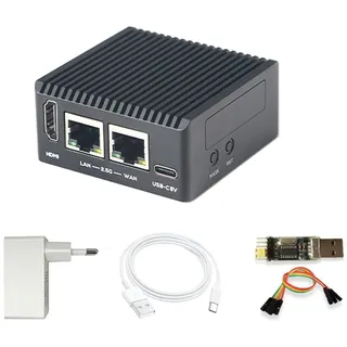 NanoPi R76S Mini Router Repeater FriendlyWrt, LPDDR5 16GB RAM 32GB eMMC 6TOPS NPU RK3576 SoC mit Al Modell, Dual 2.5G Ethernet Port für IoT NAS Smart Gateway (Power Kit,with WiFi Module,4GB)