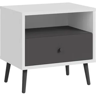 FORTE Nachtkommode Harllson EasyKlix by Forte, fast ganz ohne Werkzeug!, Aufbau schnell und genial! grau|weiß