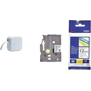 Brother P-Touch Cube Plus Beschriftungsgerät, weiß & TZE231 TZe-231 P-Touch Schriftband (12mm x 8m, u.a PT-H100LB/R, H105, E100/VP, D200/BW/VP, D210/VP, laminiert) schwarz auf weiß