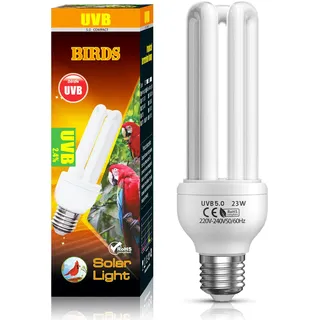 BrightArk UVB 5.0 Vogellampe E27 23W für Vögel, Papageien Reptilien