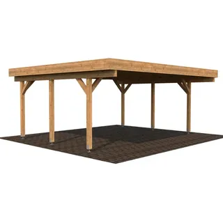 Palmako Karl Doppel-Carport 600 x 512 cm Braun tauchgrundiert 