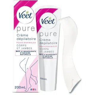Veet Pure Enthaarungscreme für Körper und Beine – für normale Haut – ohne Amoniakgeruch, 200 ml