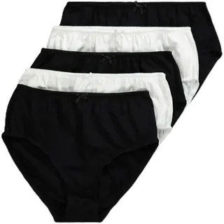 Ulla Popken Damen Slips, 5er-pack Taillenslip, Schwarz-weiß, 54-56 EU