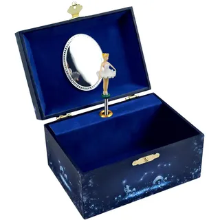 Trousselier 6250070 Schmuckkästchen für Kinder, Ballerina, Spieluhr tanzender Figur und Musik, nachtleuchtend, Blau