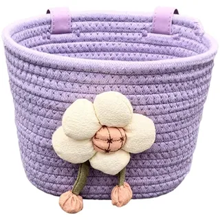 Haowul Kinder-fahrradkorb, Aus Baumwollseil Gewebt, Fahrradkorb Vorne Für Jungen Und Mädchen, Fahrradkorb, Kinder-lenkerkorb Vorne Für Roller, Laufräder