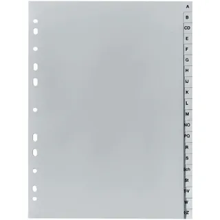 2 x FALKEN Register PP Kunststoff-Register DIN A4 A-Z ABC alphabetisch 20-teilig grau