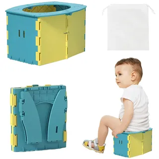 oubasang Faltbares töpfchen kinder, töpfchen für unterwegs,Baby potty travel, Reisetöpfchen faltbares Töpfchen Tragbar Reise WC Kinder für Kinder 12-36 Monate (Felsenblau)