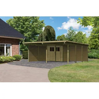 Karibu Doppelcarport Eco 5,63 x 6,76 m naturbelassen inkl. Abstellraum