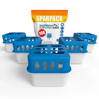 BigDean Luftentfeuchter 5 Stück + 10 Nachfüllpacks 400 g Blau/Weiß