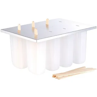 Rosenstein & Söhne Eis-am-Stiel-Bereiter mit 8 Eisformen und Holzstielen