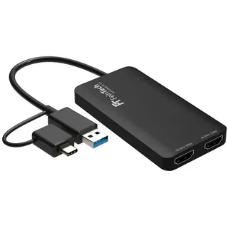 FeinTech CX200 USB Dual Display HDMI Adapter Splitter für 2 Monitore HDMI-Adapter USB 3.0 Typ A, USB-C zu HDMI, unterstützt extended Desktop & Mirror Mode
