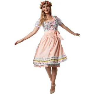 dressforfun 900584 Midi-Dirndl, Farbenprächtiges, halblanges Dirndl mit Blumenmuster - Diverse Größen - (XXL| Nr. 302904) - XXL