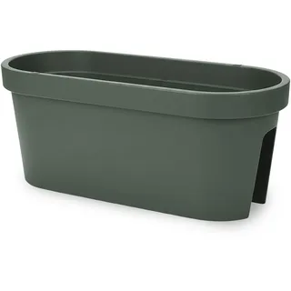 Spetebo Balkon Geländer Blumenkasten oval 60 cm - waldgrün - Kunststoff Pflanztopf zum Einhängen - Garten Blumentopf Pflanz Blumen Schale zum Hängen