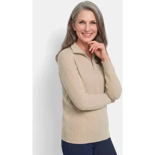 GOLDNER Troyer-Pullover mit Reißverschluss Beige 25