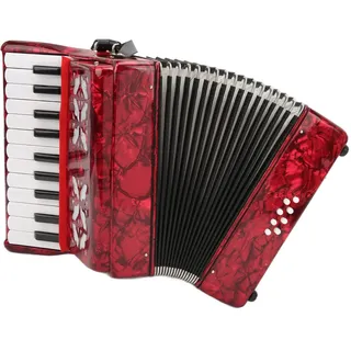 Doact Akkordeons, Akkordeoninstrument für Erwachsene, Ziehharmonika für kinder, 22 Tasten 8 Bässe Klavierakkordeon Anfänger Akkordeon AR-80 Rot