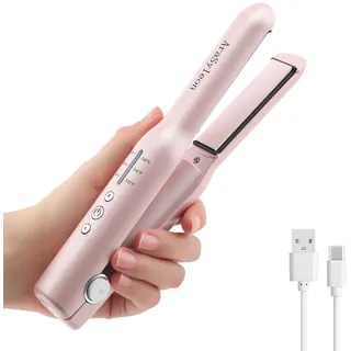 AraSyleon Glätteisen Kabellos Mini 2 in 1 mit Akku, 3D Titan Platten Mini Glätteisen, 20s Aufheizung bis 200°C, 3 Temperaturstufen(160-200°C), 2600mAh, 30 Minuten Laufzeit, Reiseglätteisen
