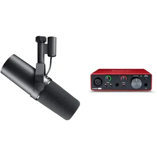 Shure SM7B Dynamisches Gesangsmikrofon für Broadcast, Podcast & Recording, XLR-Studiomikrofon & Focusrite Scarlett Solo 3. Gen USB-Audio-Interface-Bundle für Gitarristen,Sänger oder Produzenten