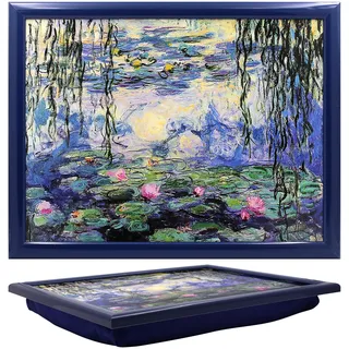 Lesser & Pavey Knietablett mit Gemälde-Druck, gepolstertes Knietablett mit gepolstertem Kissen, für Laptop, Getränke, Essen, Frühstück, schönes gepolstertes Knietablett für Zuhause und Büro, Claude