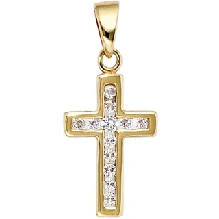 Kreuzanhänger JOBO "Anhänger Kreuz", gold (gelbgold 333), Schmuckanhänger, Damen, Gelbgold 333, 333 Gold mit Zirkonia