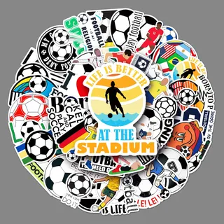 LYLSDSB Fußball Aufkleber 50 Stück Vinyl wasserdichte Sticker für Auto Fahrrad Laptop Wasserflasche Handy Computer Skateboard Gepäck,Sport Football Aufkleber für Kinder Jugendliche Jungen