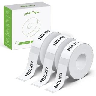 NELKO Original-Etikettierband für P21,angepasstes Etikettendruckpapier weiß | 14 x 40 mm, Standard-Laminierungsersatz für Büro, Mehrzweck, P21, 180 Etiketten/Rolle, 3 Rollen