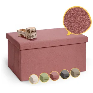 Laleni Sitzbank mit Stauraum groß - Truhenbank mit Stauraum 76x38 cm - Sitztruhe mit Stauraum - Bequemer Hocker mit Stauraum - Aufbewahrungsboxen - Sitzkiste mit Stauraum - Sitzbox in Koralle