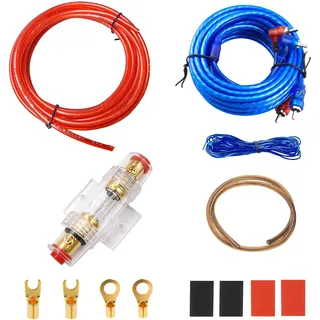 Golgner Kfz Verstärker Kabelsatz Anschluss Set, 10GA Auto Verstärker Kabel, 4,5M Verstärker Endstufe Kabel, Car Hifi Kabel Set, für Car Audio Endstufen, Subwoofer Kabel Auto