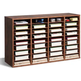 Vevor Literatur-Organizer Dokumentenablage mit 36 Fächern & herausnehmbaren Regalen, Aktensortierer Briefablage aus Holz, Spanplatte, Aufbewahrung für Büro Klassenzimmer Aktensortierer Dunkelbraun