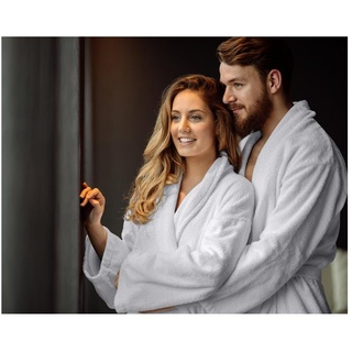 Sitheim-Europe Bademantel BADEMANTEL AUS WEICHEM FROTTEE, 100 %Baumwolle, Gürtel, 100% Baumwolle weiß L/XL | 120 cm
