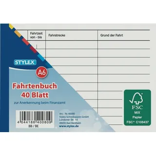 Stylex Fahrtenbuch, DIN A6, 40 Blatt