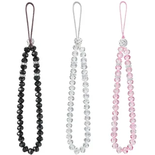 SCJJZ Handykette Universal, Handyanhänger, Handschlaufe Kamera, Set Mit 3 Handy-Lanyard-Charms, Glänzende Kristallperlen, Handgelenk-Lanyard