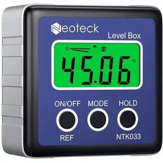 Neoteck Digitaler LCD Winkelmesser Neigungsmesser Inklinometer Wasserdicht Bevel Box Winkelmessgerät Wasserwaage(Batterie enthalten) - Blau