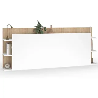 Kopfteil Auf Fuß Ciri Für Bett 140 Und 160 Cm Mit Stauraum In Weiß Und Holz