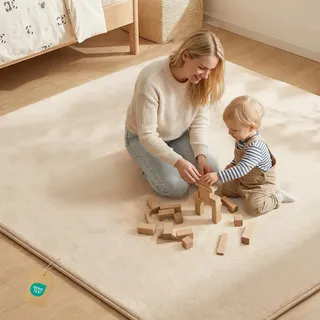 LZDMY Große Spielmatte Baby Spieldecke, 200x150x3cm Dicke Krabbelmatte, Spielteppich mit Rutschfester Unterseite & Weicher Kurzflor - Teppich für Kinderzimmer Wohnzimmer, Geschenk Geburtstag Ostern
