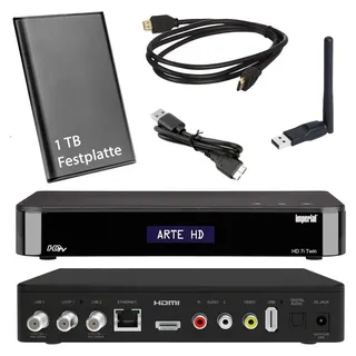 HD TWIN SAT RECEIVER - Imperial HD 7i mit 1TB Festplatte und W-Lan Stick (PVR, USB, LAN, W-Lan, HDMI) Mediacenter, Internetradio, Bluetooth 5.1, SA...