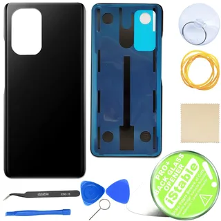 iStable Akkudeckel Set für Xiaomi Mi 11i Rückseite Glas mit Reparaturwerkzeuge Deckel Backcover Schwarz