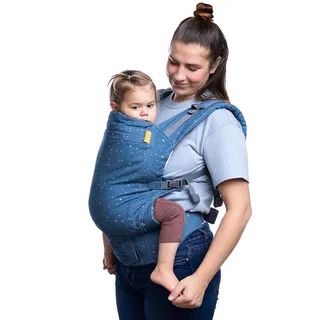 Beco Toddler Babytrage & Kindertrage (9-27 kg) - 100% Baumwoll Trage Kleinkind, Leicht & Atmungsaktiv, Hüftfreundlich mit 2 Tragepositionen: Bauchtrage & Rückentrage (Sternenstaub)