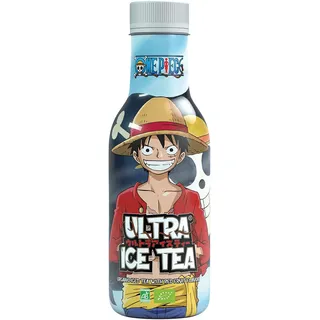 ULTRA ICE TEA Bio Eistee – Veganer Früchtetee mit dem One Piece Charakter Luffy – Fruchtiger Hibiskusblütengeschmack – 1 x 500 ml Einweg