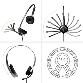 GEQUDIO Headset für GX- und GZ-Serie kompatibel für GX5+ GX7+ GZ-2 GZ-6 GZ-8, Poly/Polycom und Gigaset-RJ Telefon - inklusive RJ Kabel - Kopfhörer & Mikrofon mit Ersatz Polster - 80g leicht (2-Ohr)