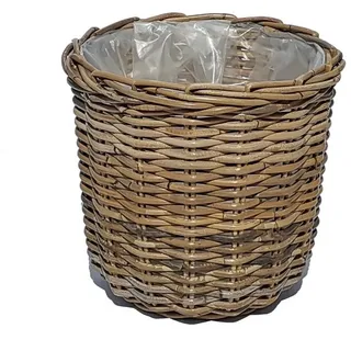 Casa Moro Flechtkorb Rattan Korb Meran rund mit Folie Weidenkorb (Blumenkorb Pflanzenkorb) braun 28 cm