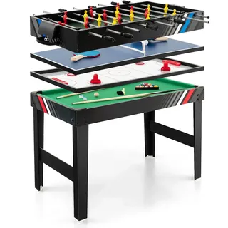 Costway 4 in 1 Tischkicker Multifunktionstisch mit Billard, Tischtennis - Schwarz